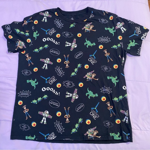 Disney Tops - pixar toy story all over print EUC tshirt woody, buzz, rex, & aliens disney